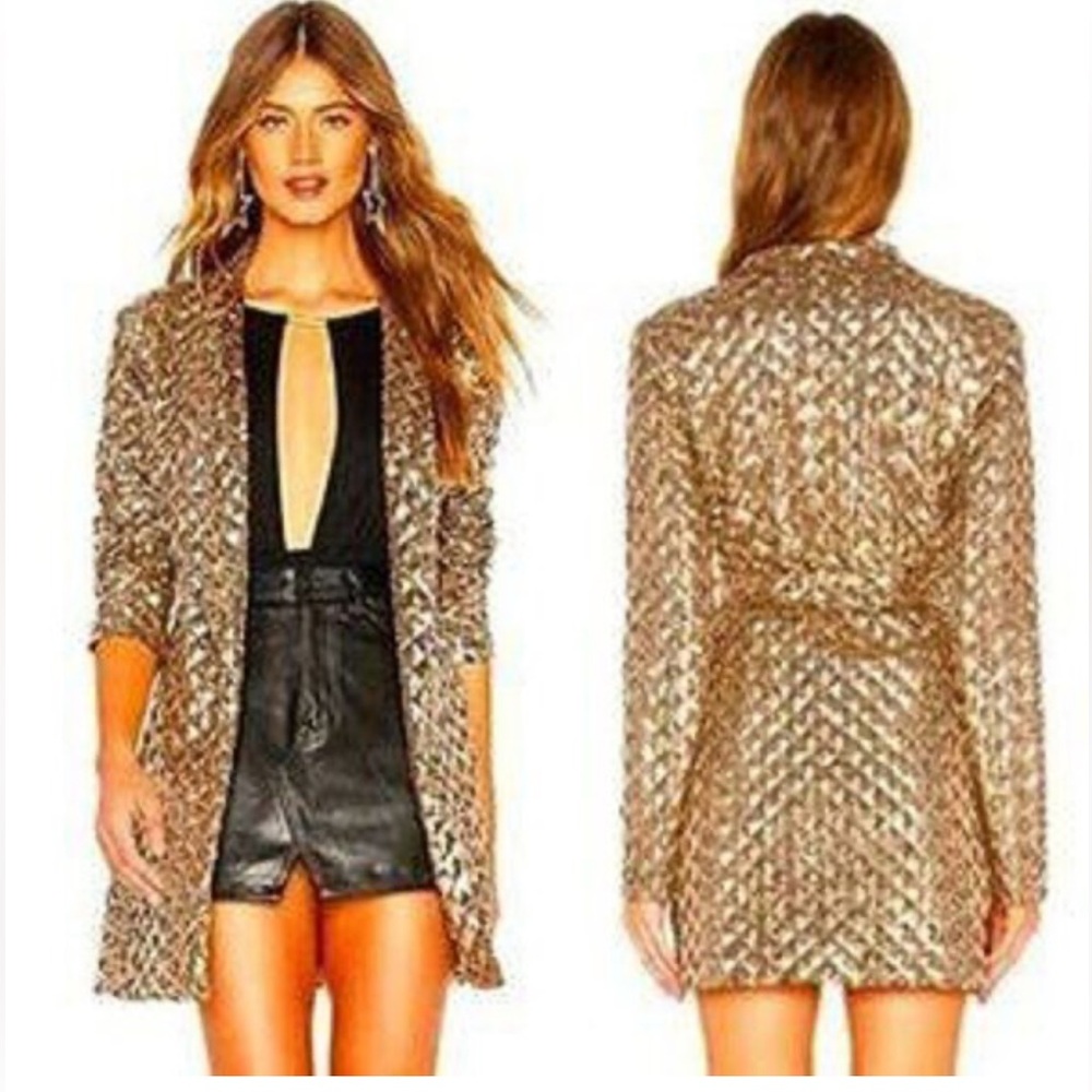 Urban Outfitters Gold Sequin Party Blazer Size S